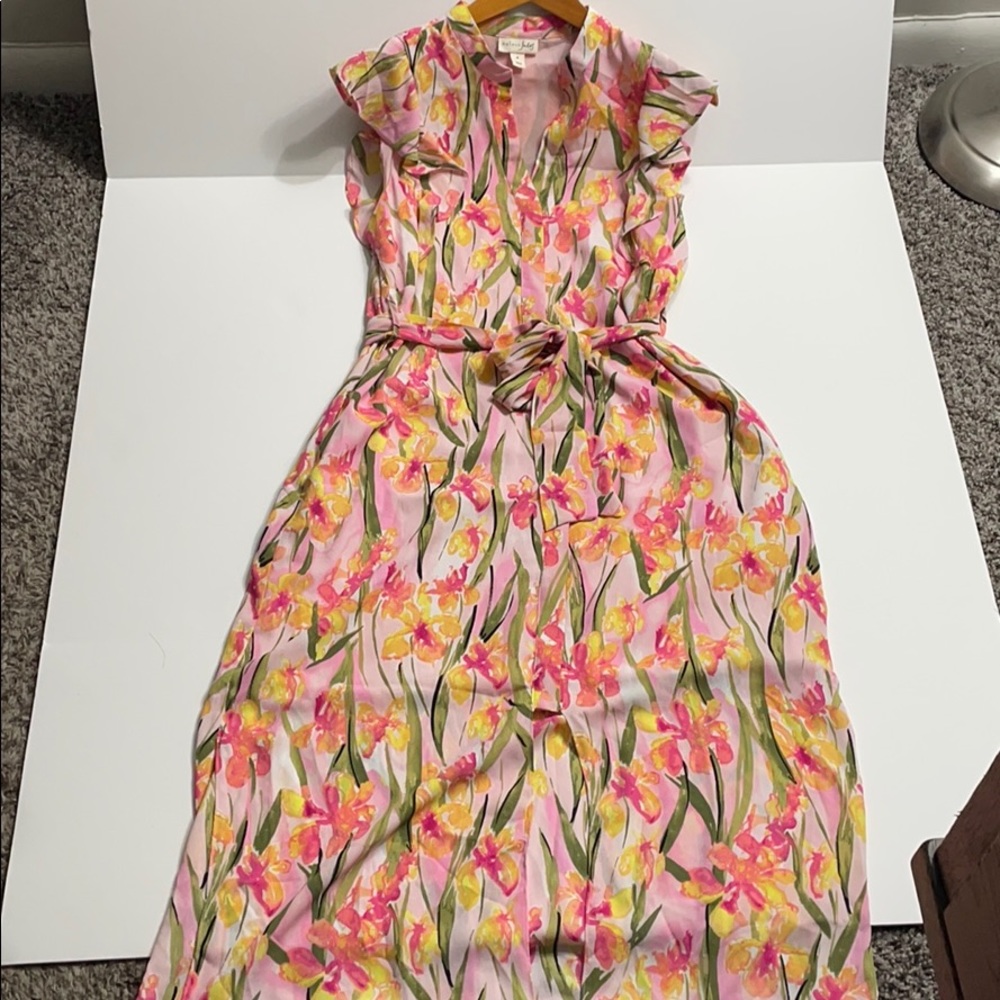 Maison Jules Womans SHORT SLEEVE FLORAL MAXI DRESS